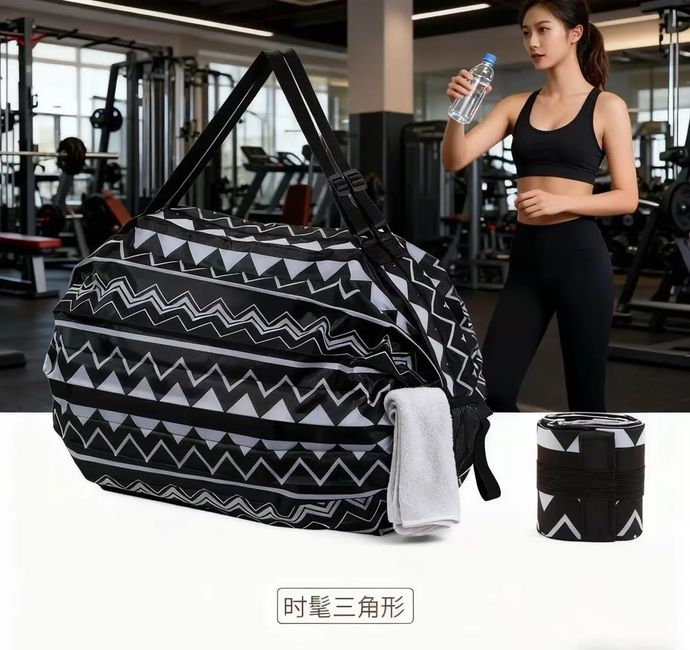 Green Foldable Tote Bag for Women, Large Capacity, Roll-Up Design — feature 30