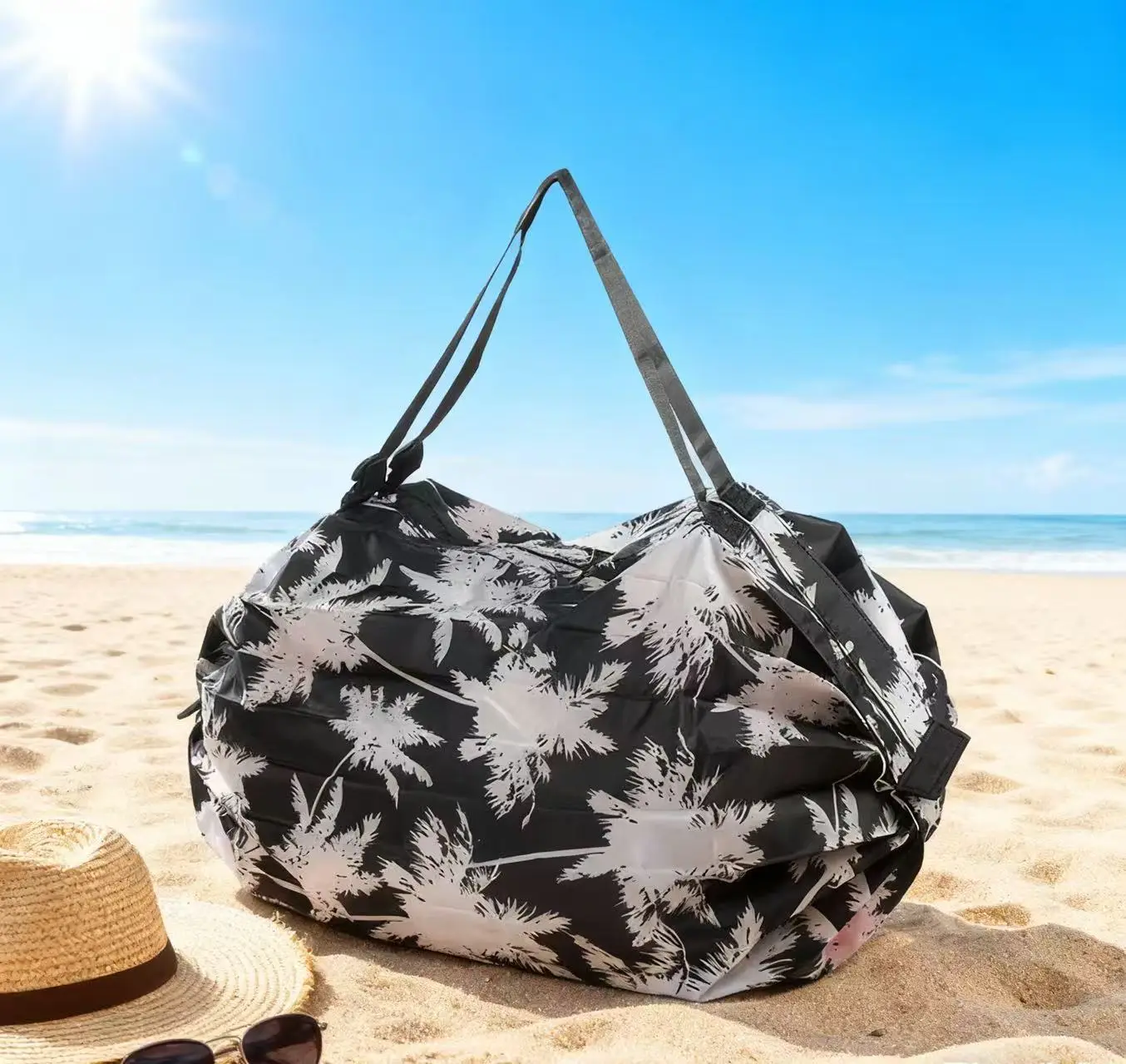 Green Foldable Tote Bag for Women, Large Capacity, Roll-Up Design — feature 36