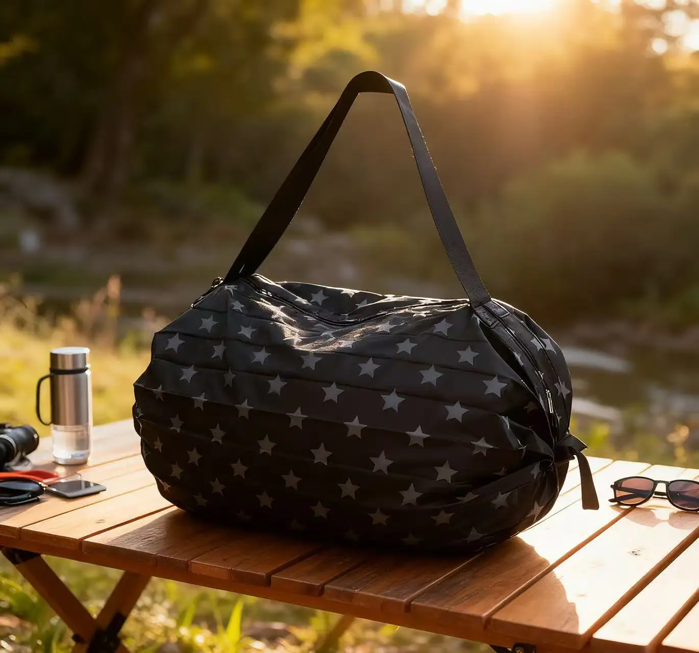 Green Foldable Tote Bag for Women, Large Capacity, Roll-Up Design — feature 42