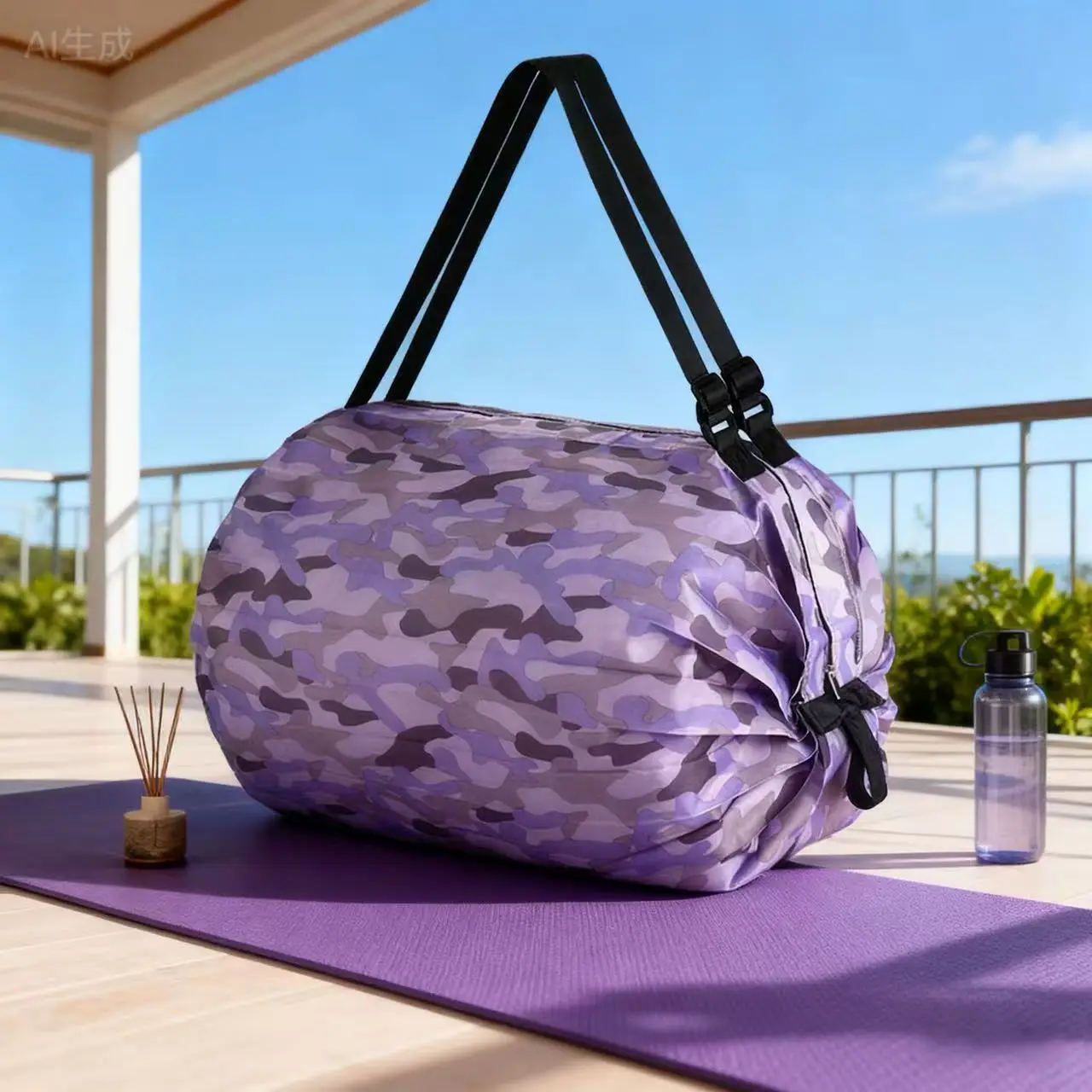 Green Foldable Tote Bag for Women, Large Capacity, Roll-Up Design - Image 14