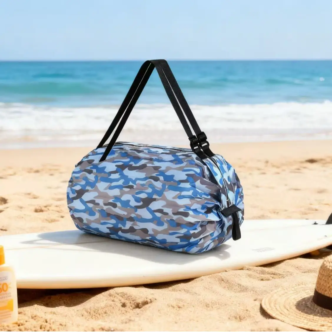 Green Foldable Tote Bag for Women, Large Capacity, Roll-Up Design - Image 16