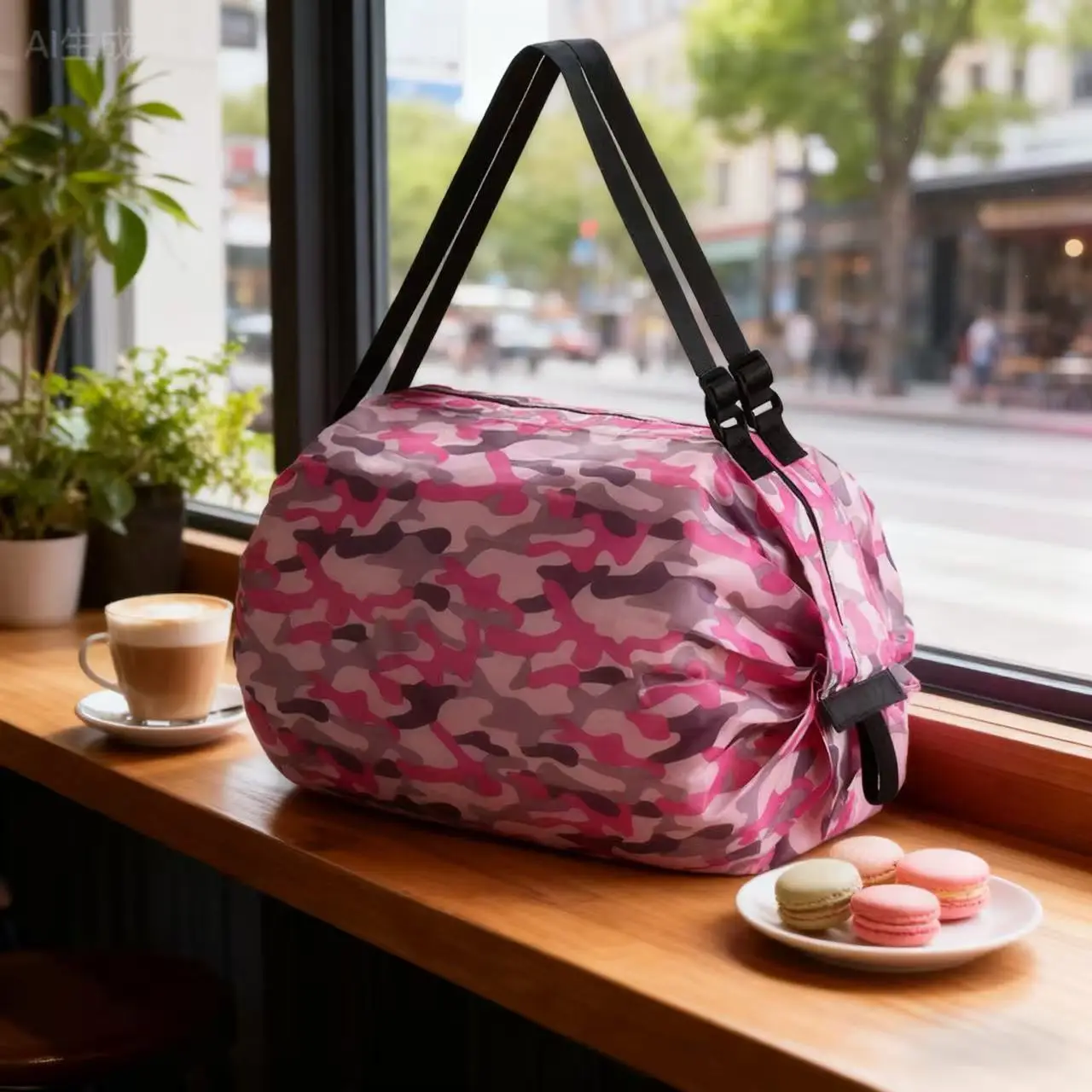 Green Foldable Tote Bag for Women, Large Capacity, Roll-Up Design - Image 18