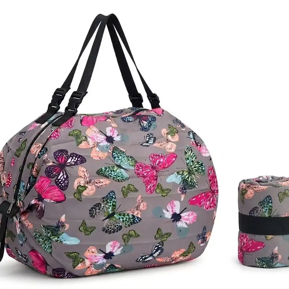 Green Foldable Tote Bag for Women, Large Capacity, Roll-Up Design - Image 37