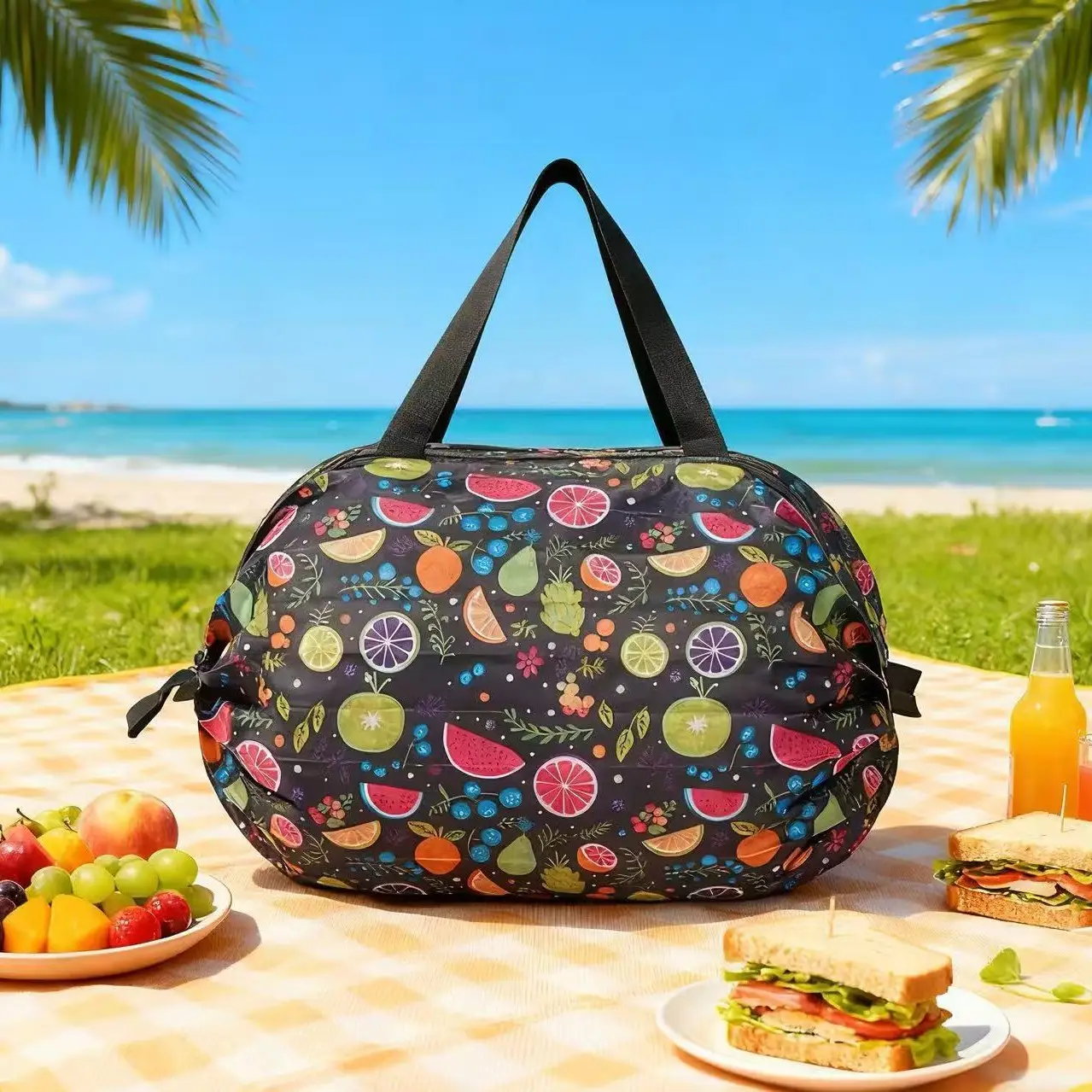 Green Foldable Tote Bag for Women, Large Capacity, Roll-Up Design - Image 41