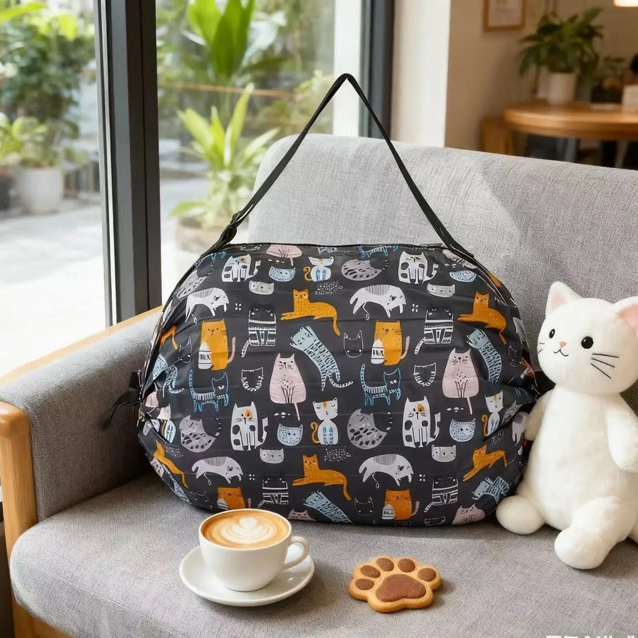 Green Foldable Tote Bag for Women, Large Capacity, Roll-Up Design - Image 47