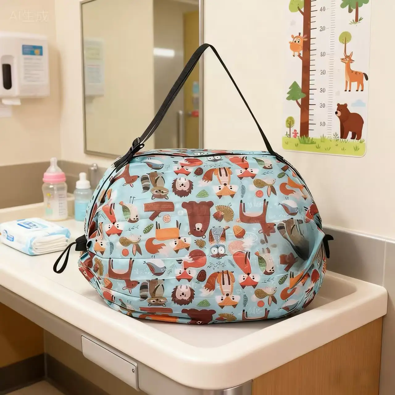 Green Foldable Tote Bag for Women, Large Capacity, Roll-Up Design - Image 48
