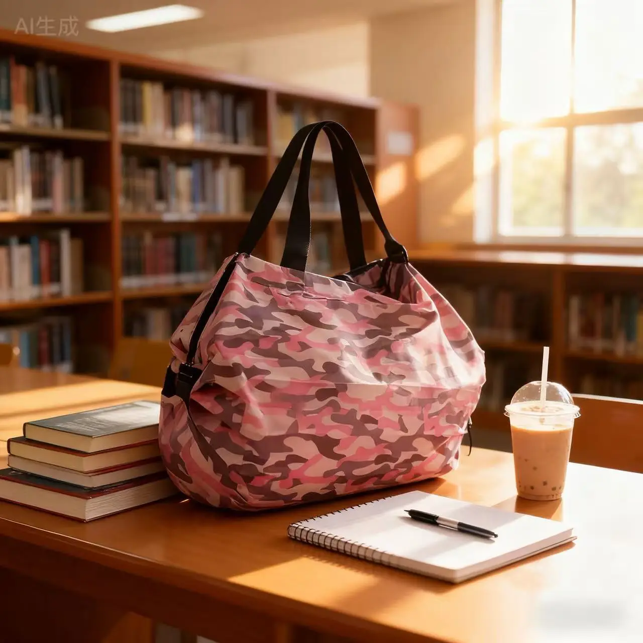 Green Foldable Tote Bag for Women, Large Capacity, Roll-Up Design - Image 5