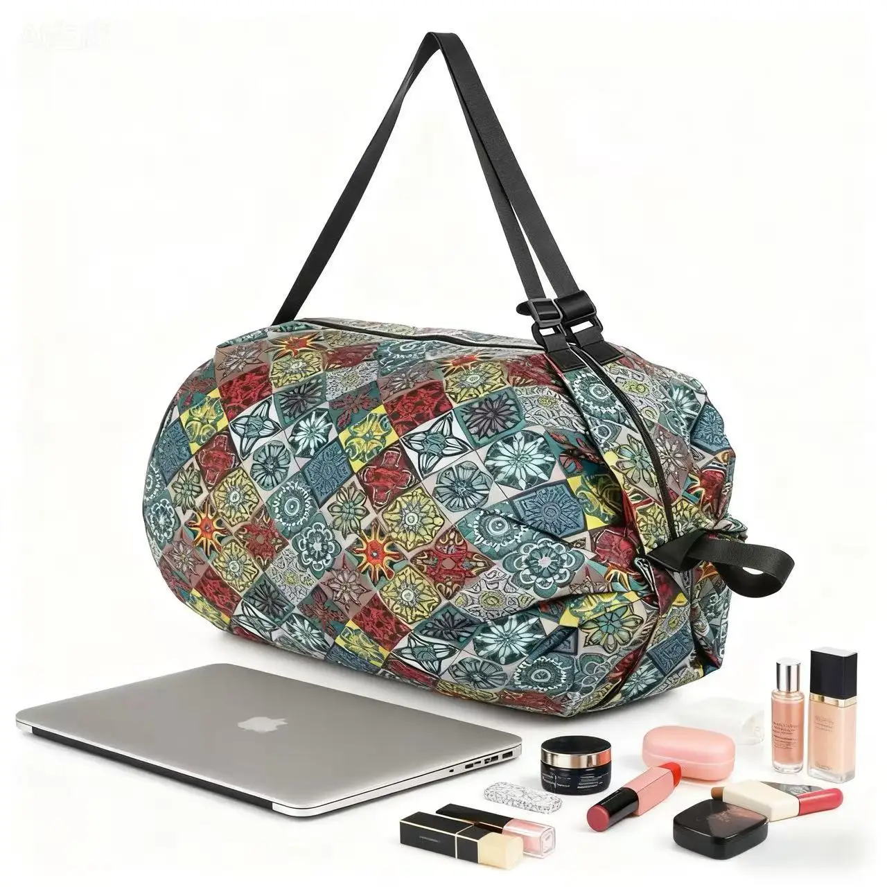 Green Foldable Tote Bag for Women, Large Capacity, Roll-Up Design - Image 49