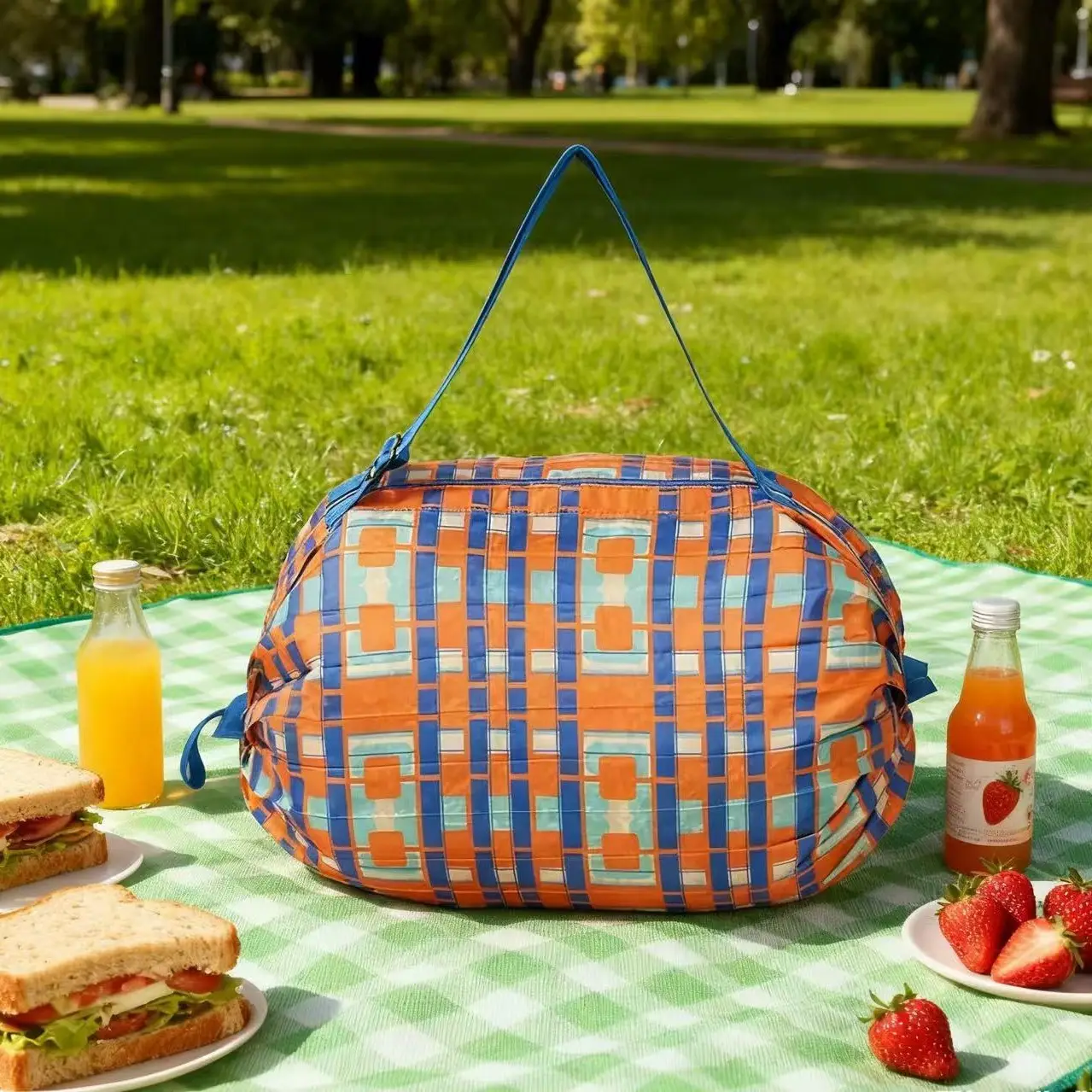 Green Foldable Tote Bag for Women, Large Capacity, Roll-Up Design - Image 55