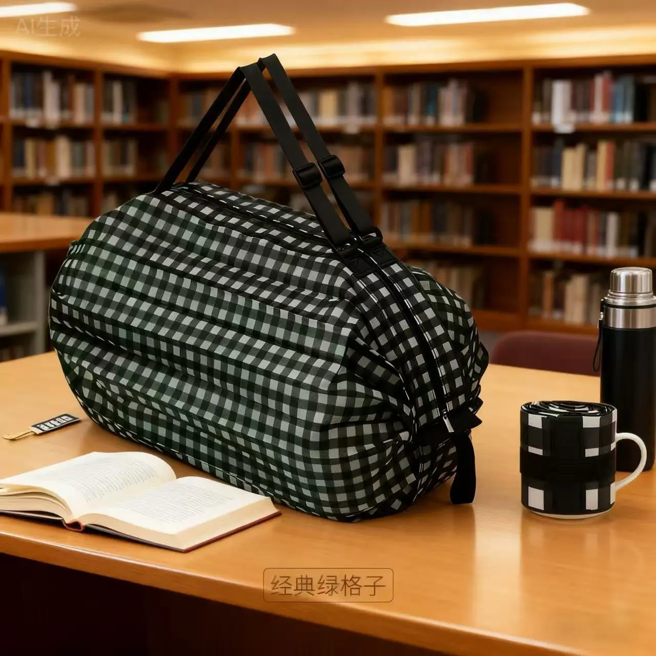 Green Foldable Tote Bag for Women, Large Capacity, Roll-Up Design - Image 66