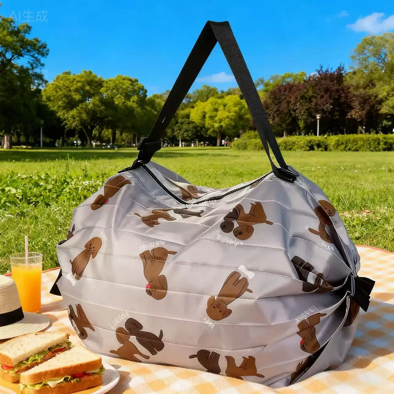 Green Foldable Tote Bag for Women, Large Capacity, Roll-Up Design - Image 67