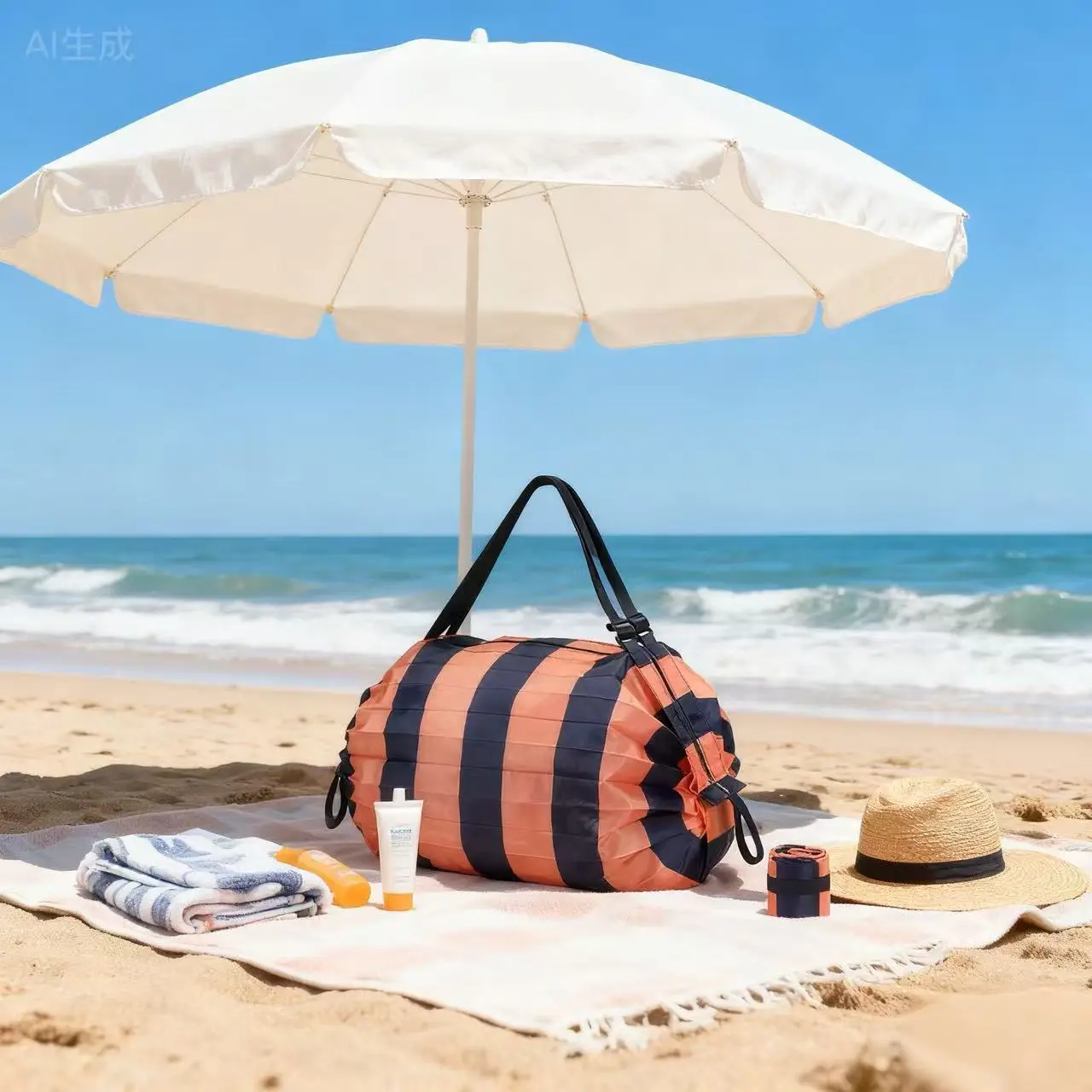 Green Foldable Tote Bag for Women, Large Capacity, Roll-Up Design - Image 73