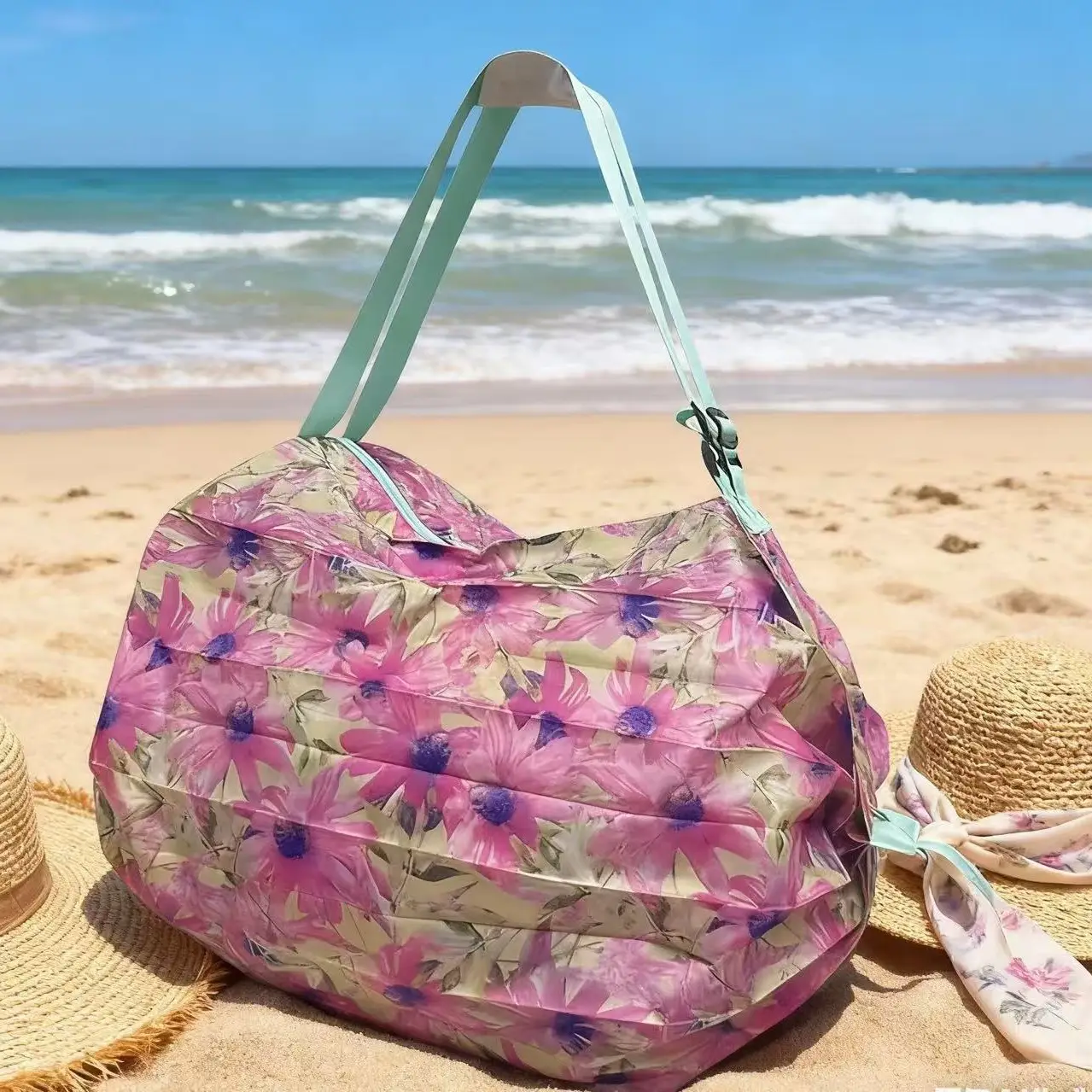Green Foldable Tote Bag for Women, Large Capacity, Roll-Up Design - Image 74