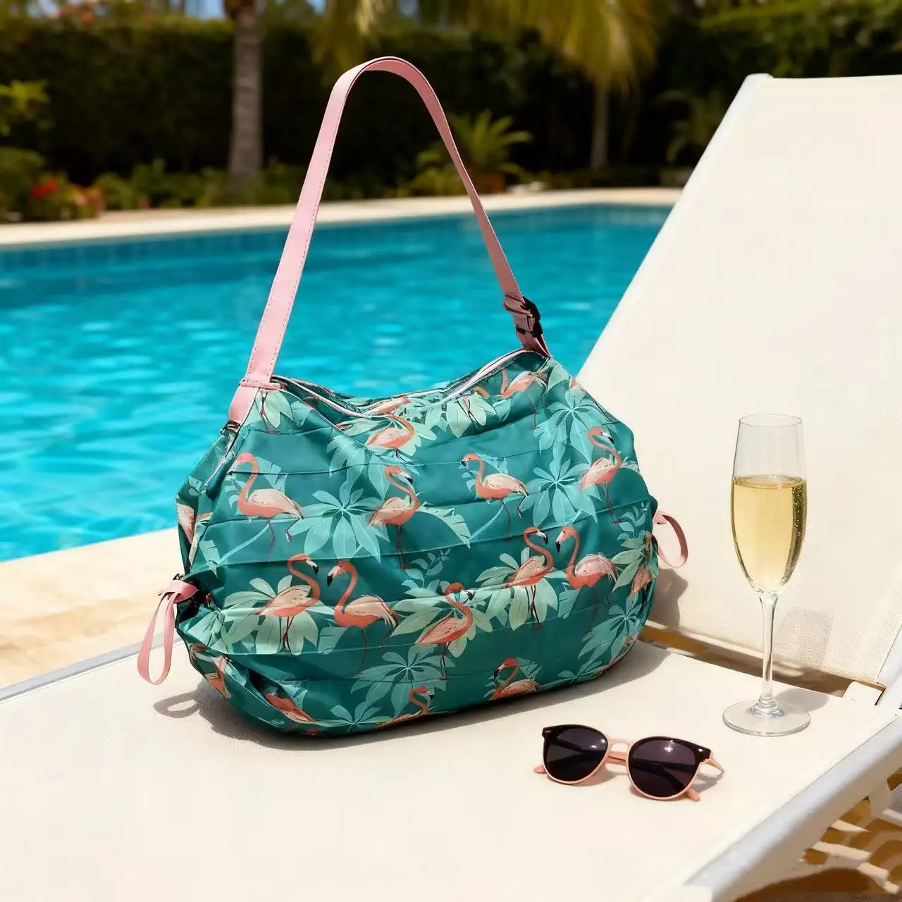 Green Foldable Tote Bag for Women, Large Capacity, Roll-Up Design - Image 79