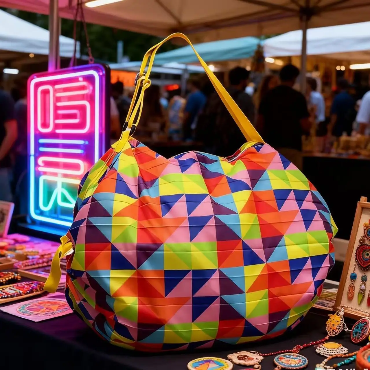 Green Foldable Tote Bag for Women, Large Capacity, Roll-Up Design - Image 82