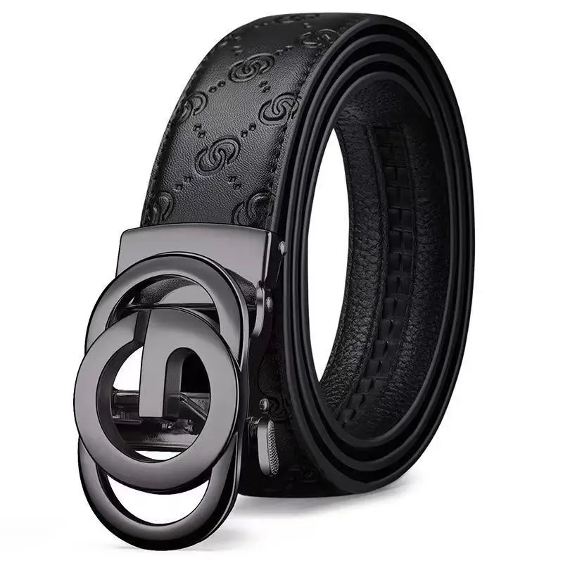 Men's Embossed Leather Belt with Buckle for Business & Commuting - Image 3