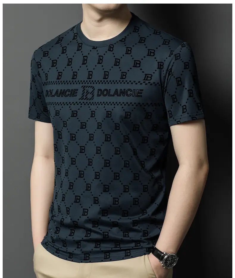Men's Maroon Jacquard Rhinestone T-Shirt Medium — feature 18