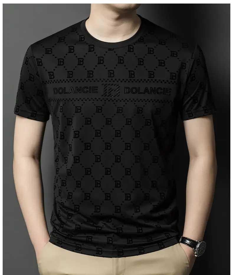 Men's Maroon Jacquard Rhinestone T-Shirt Medium — feature 20