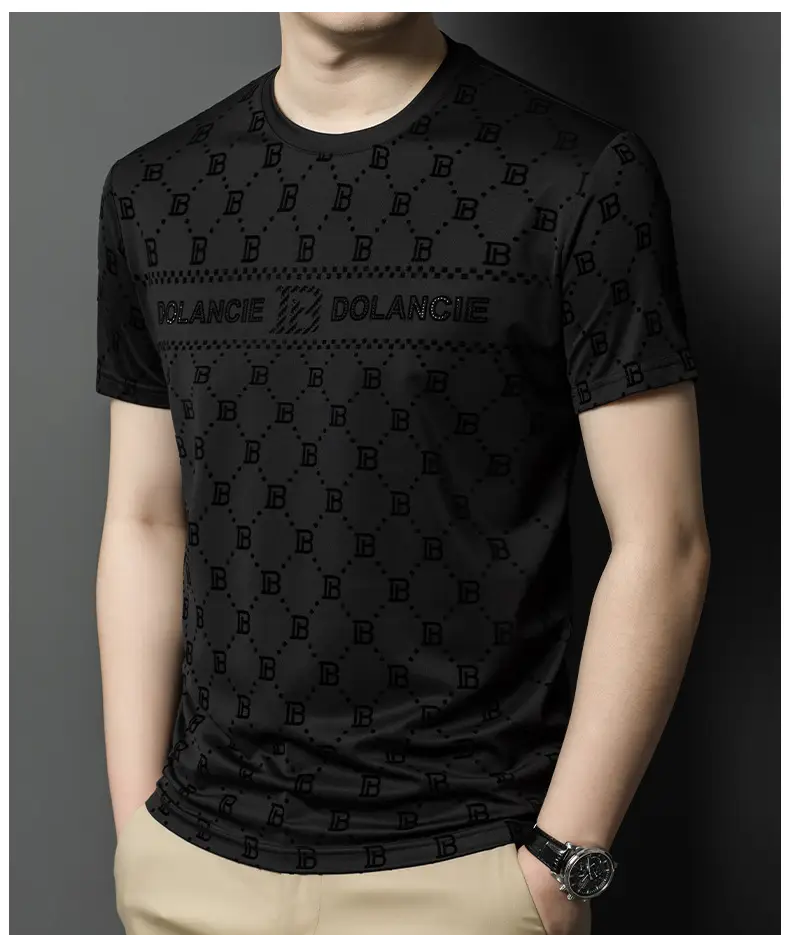 Men's Maroon Jacquard Rhinestone T-Shirt Medium — feature 21
