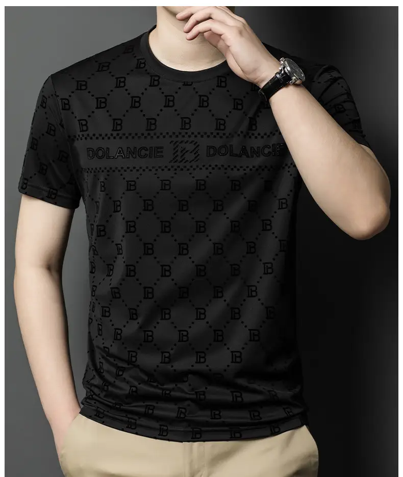 Men's Maroon Jacquard Rhinestone T-Shirt Medium — feature 22