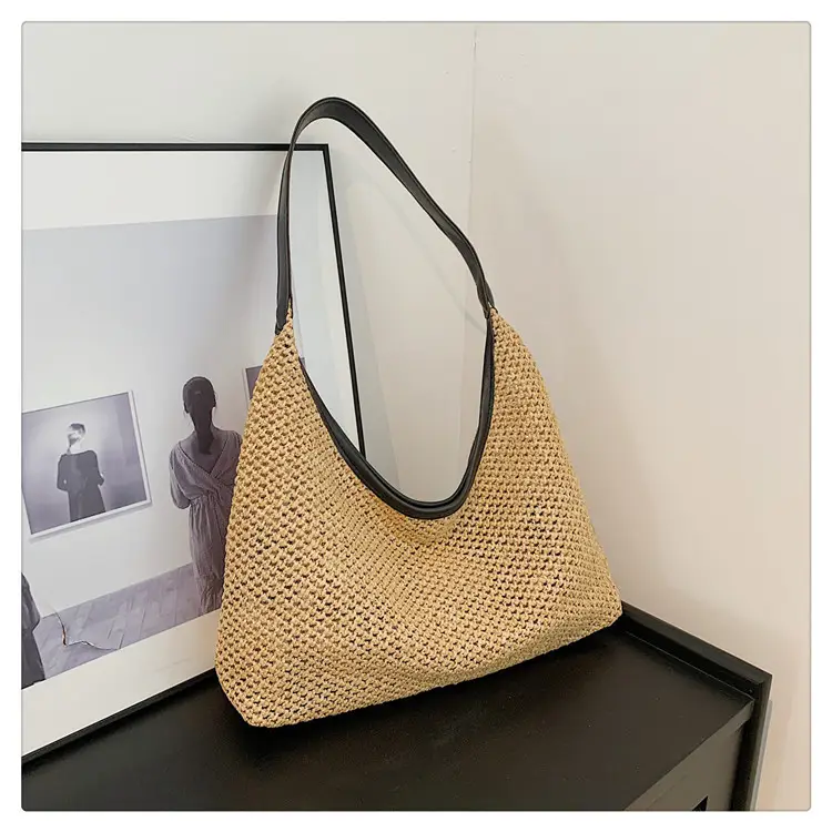 Women's Straw Shoulder Bag Mori Style Large 2024 - Image 6