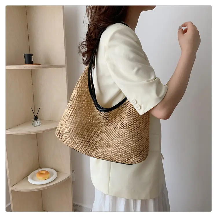Women's Straw Shoulder Bag Mori Style Large 2024 — feature 16