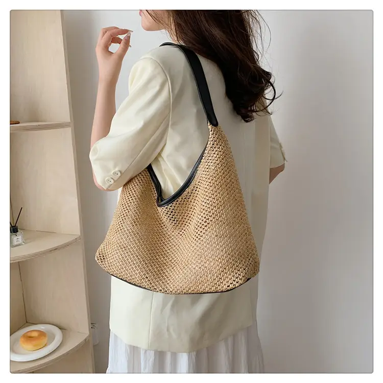 Women's Straw Shoulder Bag Mori Style Large 2024 — feature 17