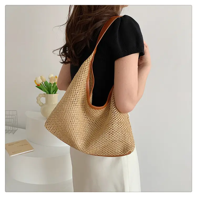 Women's Straw Shoulder Bag Mori Style Large 2024 — feature 18