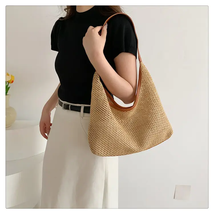 Women's Straw Shoulder Bag Mori Style Large 2024 — feature 20