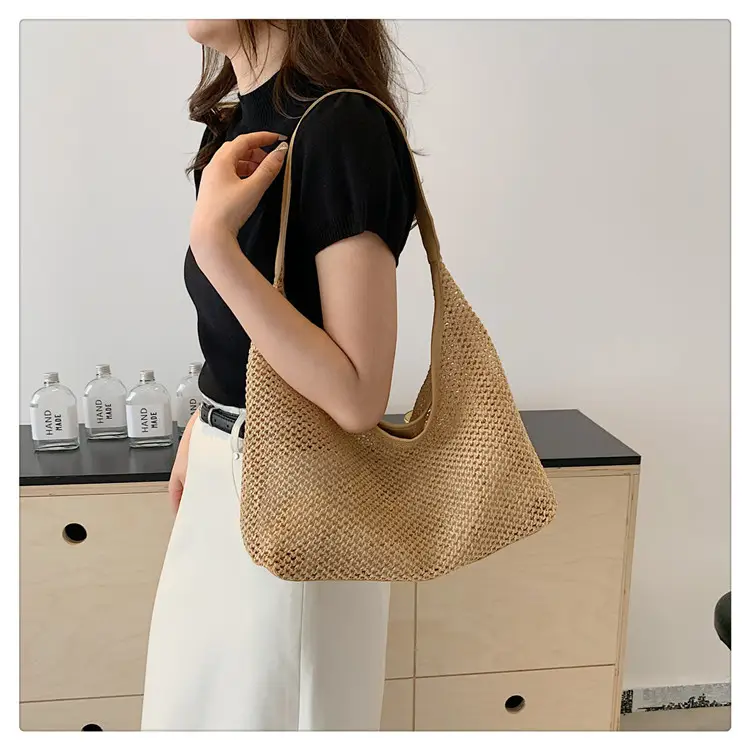 Women's Straw Shoulder Bag Mori Style Large 2024 — feature 22