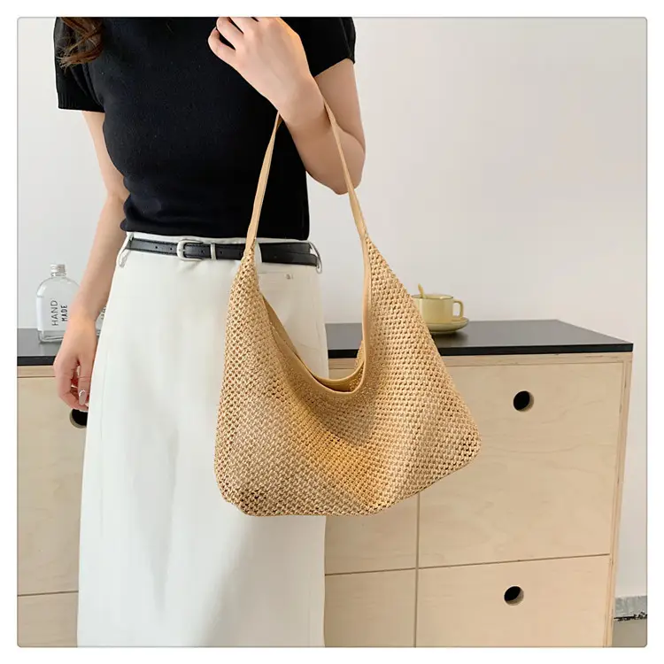 Women's Straw Shoulder Bag Mori Style Large 2024 — feature 23