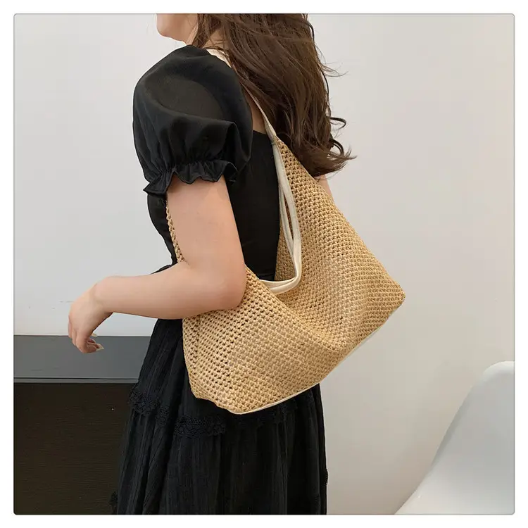 Women's Straw Shoulder Bag Mori Style Large 2024 — feature 25