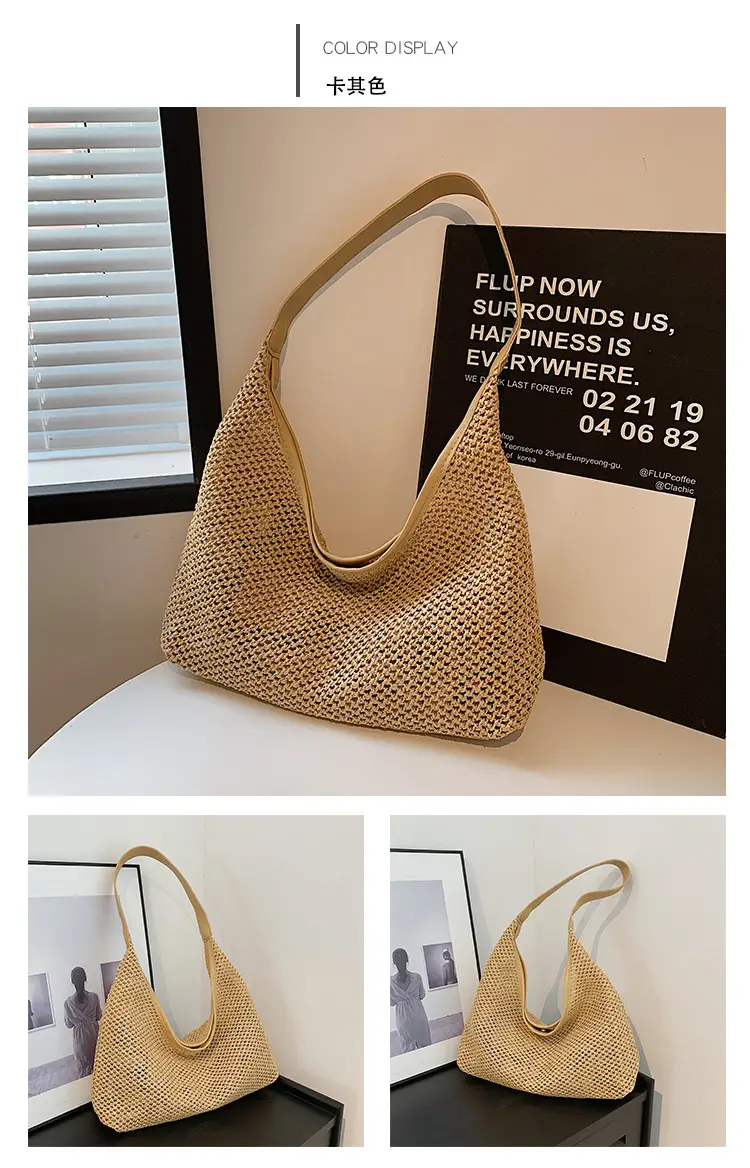 Women's Straw Shoulder Bag Mori Style Large 2024 — feature 28