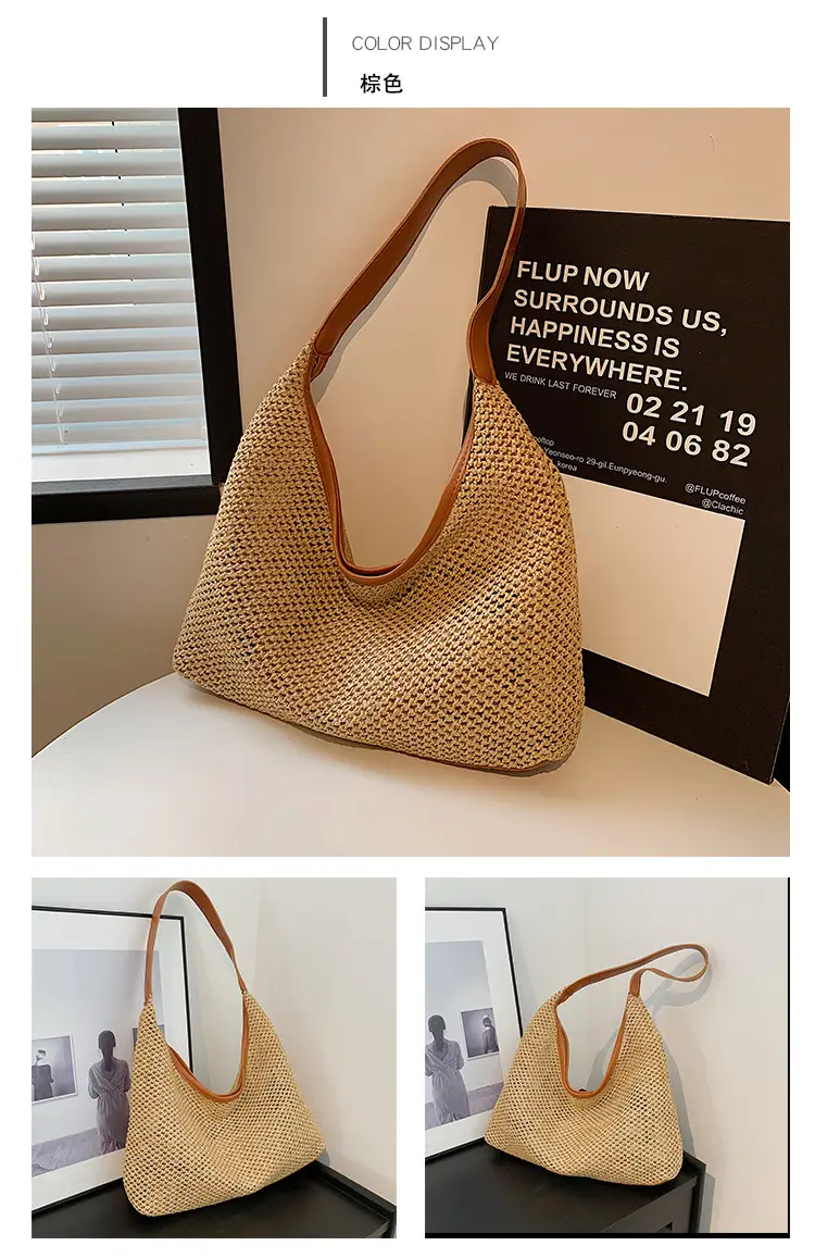 Women's Straw Shoulder Bag Mori Style Large 2024 — feature 29