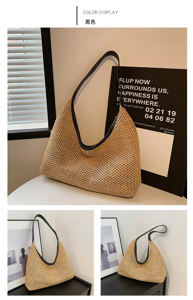 Women's Straw Shoulder Bag Mori Style Large 2024 — feature 30