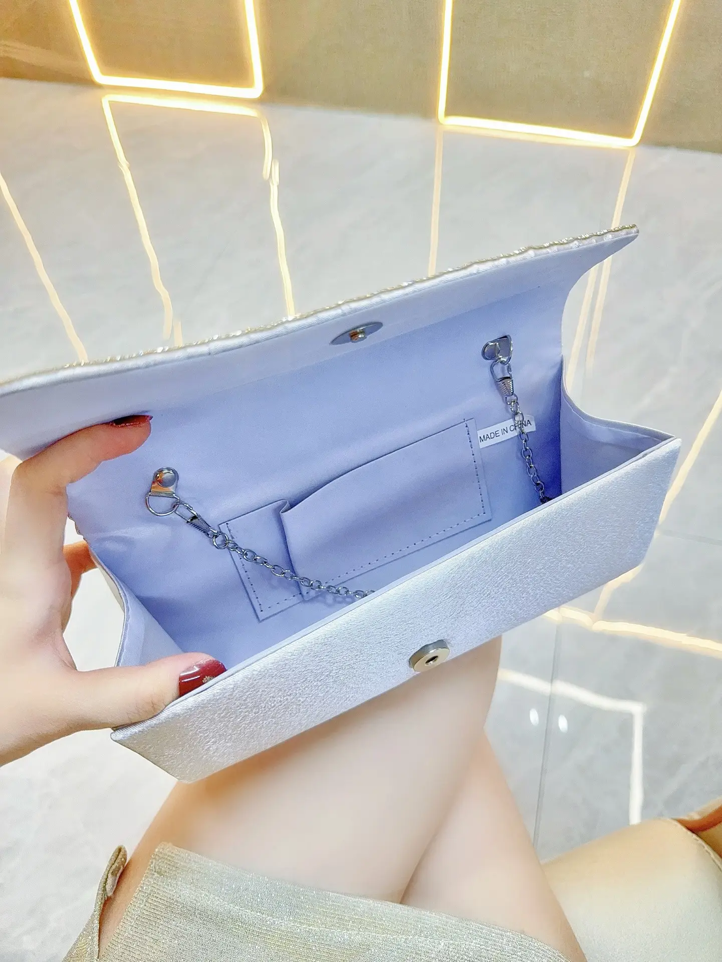 Diamond Clutch Bag for Women Light Blue Shoulder Crossbody — feature 8