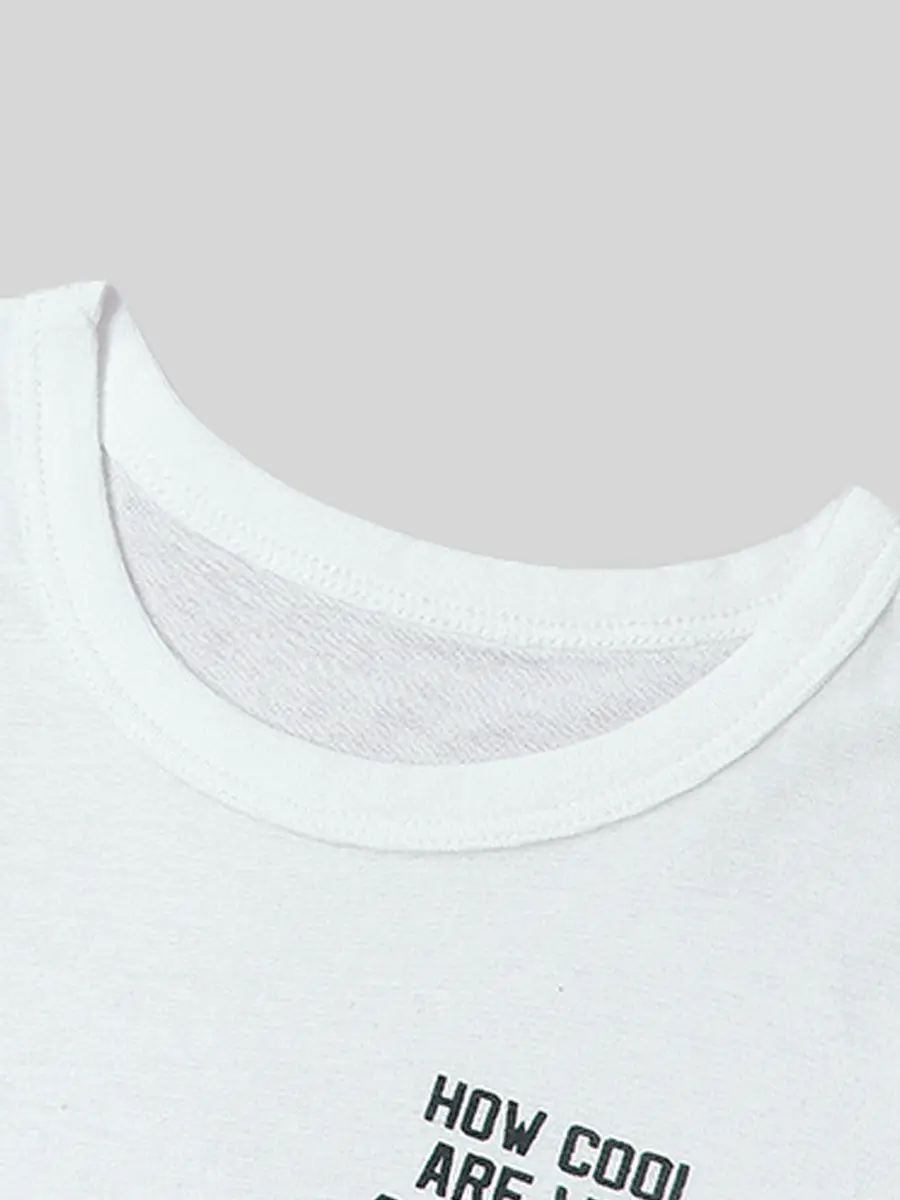 Children's White Short Sleeve T-Shirt 2025 Summer