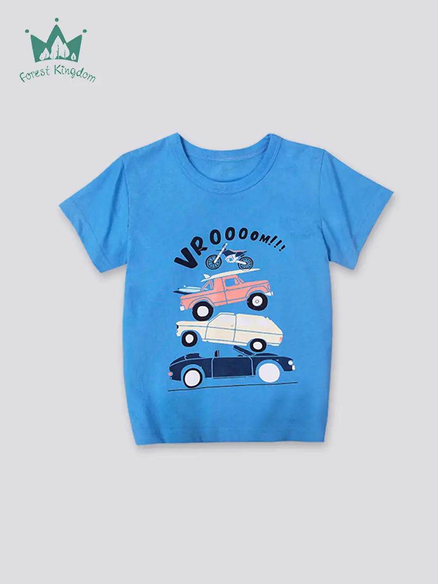 Blue Kids T-Shirt Spot Design 2025 Summer Boys Cotton - Image 2