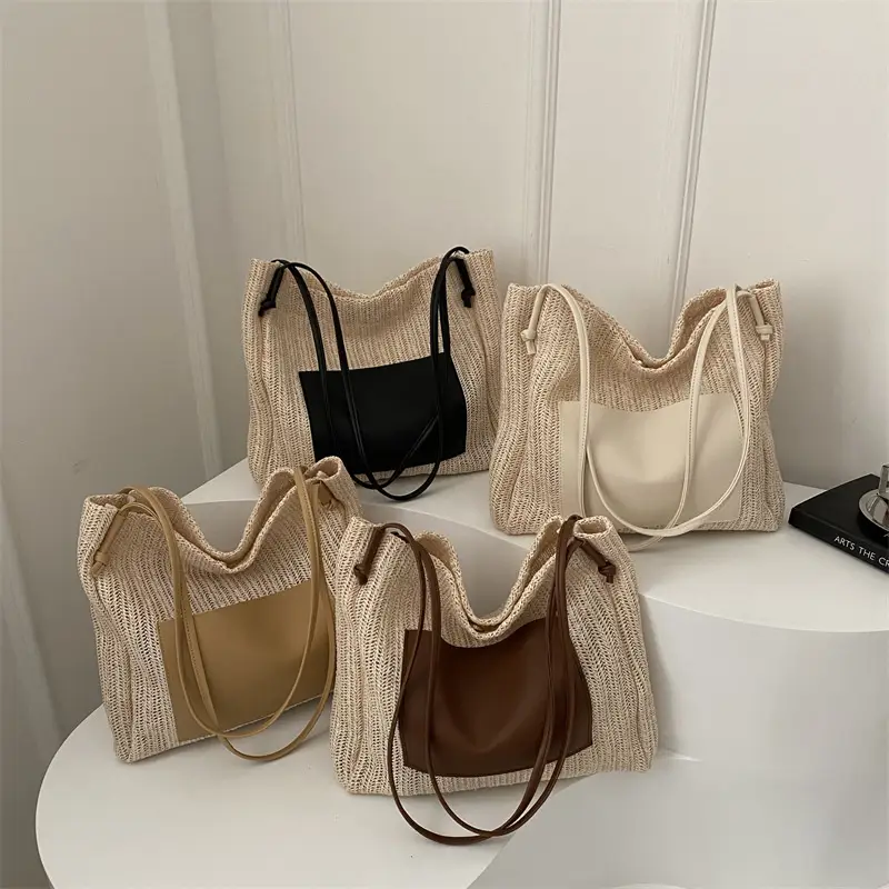 Ins Vintage Woven Tote Bag Shoulder Bag Large Capacity - Image 5