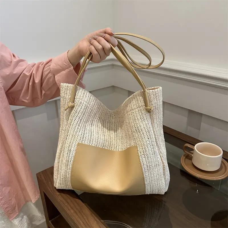 Ins Vintage Woven Tote Bag Shoulder Bag Large Capacity - Image 7