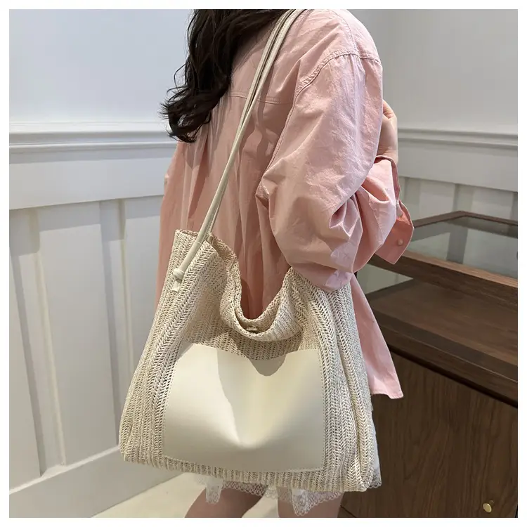 Ins Vintage Woven Tote Bag Shoulder Bag Large Capacity — feature 10