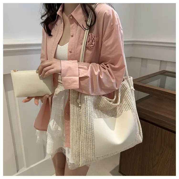 Ins Vintage Woven Tote Bag Shoulder Bag Large Capacity — feature 11
