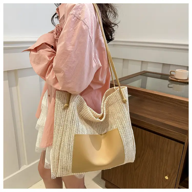 Ins Vintage Woven Tote Bag Shoulder Bag Large Capacity — feature 12