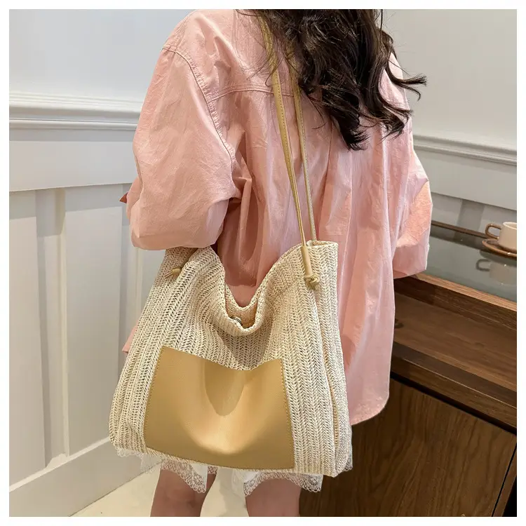 Ins Vintage Woven Tote Bag Shoulder Bag Large Capacity — feature 13