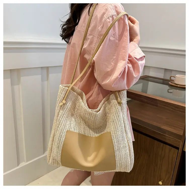 Ins Vintage Woven Tote Bag Shoulder Bag Large Capacity — feature 14