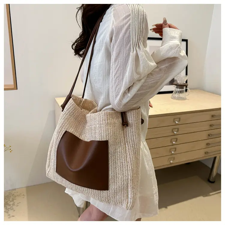 Ins Vintage Woven Tote Bag Shoulder Bag Large Capacity — feature 15