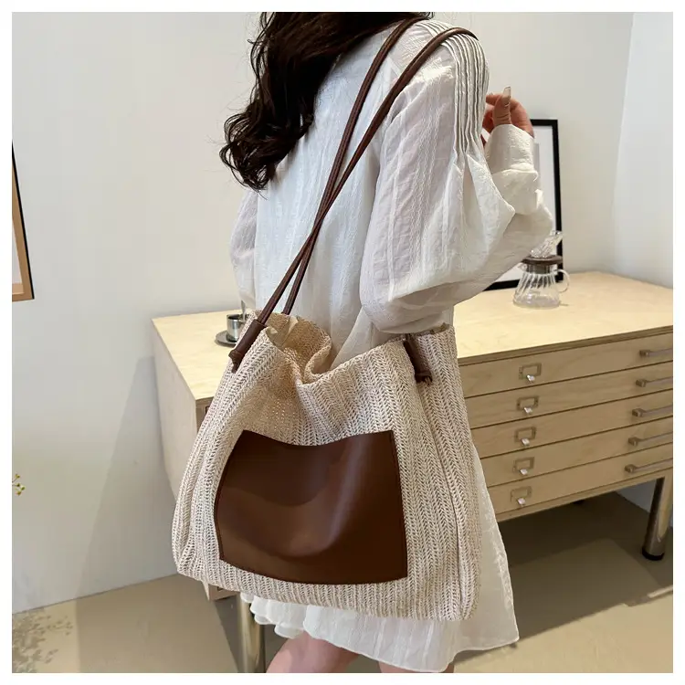 Ins Vintage Woven Tote Bag Shoulder Bag Large Capacity — feature 16
