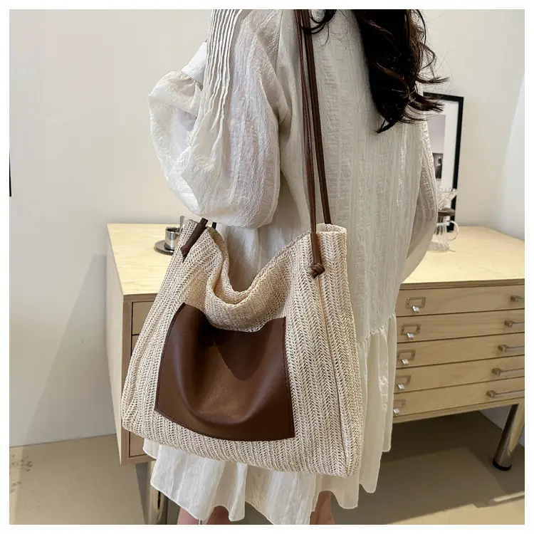 Ins Vintage Woven Tote Bag Shoulder Bag Large Capacity — feature 17