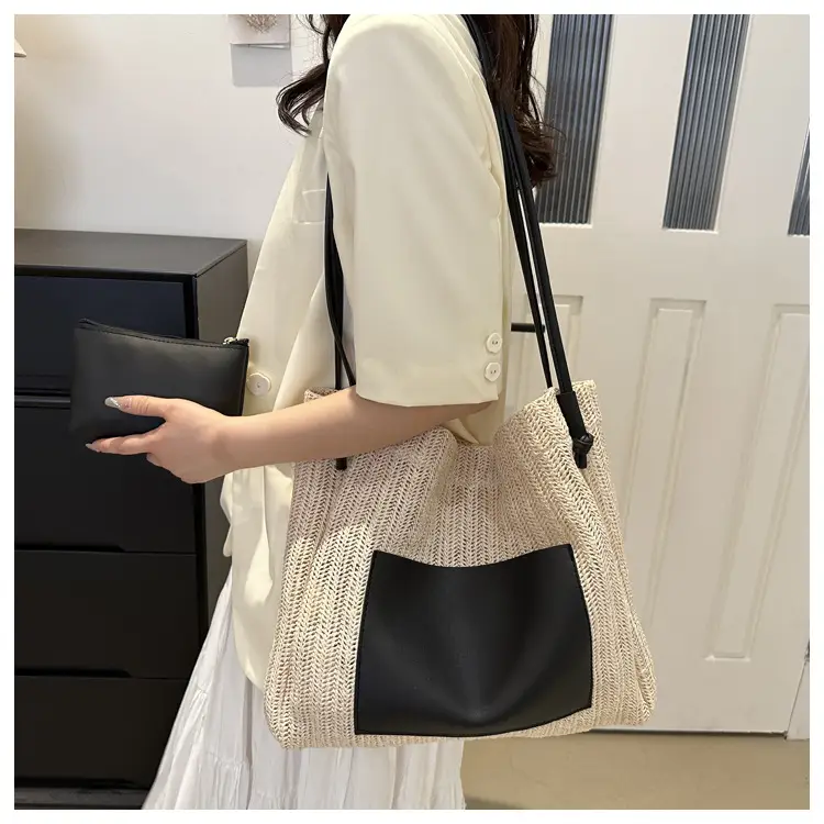 Ins Vintage Woven Tote Bag Shoulder Bag Large Capacity — feature 18