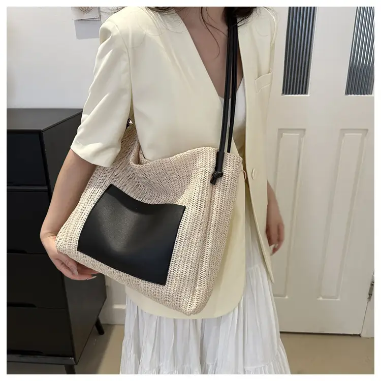 Ins Vintage Woven Tote Bag Shoulder Bag Large Capacity — feature 19